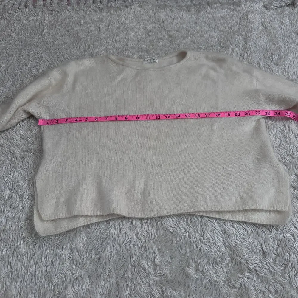 Tomorrowland Womens Small Brushed Cashmere Flared Sleeve Cream Crewneck Sweater